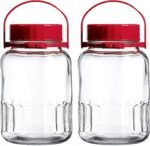 1 Gallon Glass Jar With Lid Wide Mouth Airtight Plastic Pour Spout Lids Bulk-Dry Food Storage Pickling Mason Jar Canister Raw Milk Bottle Jug Fermenting Sun Tea Kombucha Kefir Water Storing Canning - Image 2