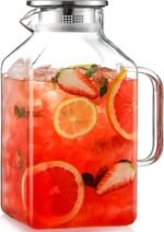 1 Gallon Square Glass Pitcher with Lid and Spout, Borosilicate Glass Carafe for Hot/Cold Drink, Water Pitchers with Handle for Fridge, Extra Large Jug for Iced Tea, Coffee, Juice, Beverage - Image 2