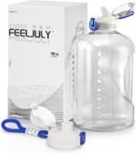1 Gallon Water Bottle with Straw, 128 oz Large Water Jug with Times to Drink, Reusable Leak Proof with Handle, 2 Lids BPA Free Big Sports Bottles for Fitness Gym Camping (Clear, 128 Ounces) - Image 2