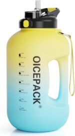 1 Gallon Water Bottle with Straw & Chug lid (optional), BPA Free 128oz Large Water Bottle with Motivational Time Marker and Handle Leak-proof Big Jug - Image 2