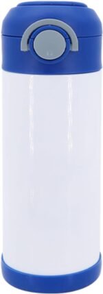 1 Pack 12 OZ Sublimation Sippy Cup with Blue Lid Spill Proof Blank Tumblers Stainless Steel Thermoses for Hot Drinks Bulk Double Wall Vacuum Insulated Water Bottle for School - Image 2