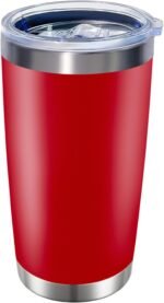 1 Pack 20oz Stainless Steel Tumbler with Lid, Leakproof Double Wall Travel Mug for Hot/Cold Drinks, Home Office Outdoor Party Use, Durable Powder Coated Insulated Cup/Red - Image 2