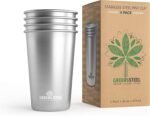 #1 Premium Stainless Steel Cups 16 oz Pint Cup Tumbler (4 Pack) By Greens Steel - Premium Metal Cups - Stackable Durable Cup - Image 2