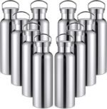 10 Pack 17oz Reusable Stainless Steel Water Bottle Bulk Double Wall Insulated Sports Water Bottle with Handle and Vacuum Seal Leakproof Lid for Sports Cyclists Hiking Gym Camping Gift(Silver,17 oz) - Image 2