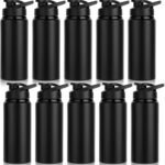 10 Pack Water Bottles Bulk, 20oz Sports Aluminum Water Bottle with Snap Lids Metal Reusable Leak proof Personalized Bottle for Travel Camping Gym Hiking Fishing(Black) - Image 2