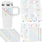 10 Sheets Personalized Custom Stickers Name Decals for Tumbler UV Monogram Sticker Cup Wraps Letter Sticker Vinyl Decal Monogram Mugs Waterproof Decals for Laptops(Iridescent) - Image 2