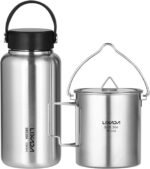 1050ml Stainless Steel Water Bottle Leak Proof Sports Bottle with 750ml Hanging Pot for Outdoor Camping Hiking,Sport Bottle - Image 2
