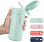 10oz Small Insulated Water Bottle with One-Touch Soft Straw Lid, Double-Wall Vacuum Small Travel Water Bottle for Cold&Hot Drinks–Leak-Proof, Mini Flask for Handbag, Yoga, Sport(Mint) - Image 2