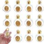 11 Pcs Glass Holy Water Bottles 0.5 Floz Embossed Glass Holy Water Bottles Refillable Travel Empty Containers Church Decorations Portable Gifts for Home Wedding Baptism Party, Gold - Image 2