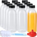 12 Pack 15oz(450ml) PP Heat-Resistant Plastic Juice Bottles With Caps-Plastic Smoothie Bottles-Reusable Bulk Beverage Containers with Lids For Juice, Beverage(Dishwasher Safe) - Image 2