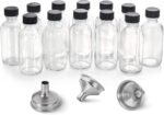 12 Pack, 2 oz Small Clear Glass Bottles w/Lid & 3 Funnels - 60ml Boston Shot Bottles for Health, Immunity, Potion, Wellness, Sample, Ginger, Juice - Mini Personal Care & Beauty Travel Bottle - Image 2