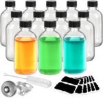 12 Pack 2oz Boston Round Glass Bottles with Funnels-Leakproof Glass Bottles with Lids for Storing Experimental Samples Preparations or Powders - Image 2