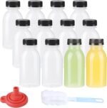 12 Pack 8oz PP Heat-Resistant Plastic Juice Bottles With Caps-Plastic Smoothie Bottles-Reusable Bulk Beverage Containers with Lids For Juice, Beverage(Dishwasher Safe) - Image 2
