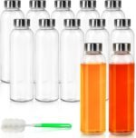 12 Pack Glass Water Bottles, 16oz Clear Glass Bottles with Stainless Steel Lids, Reusable Glass Drink Bottles with Caps for Juicing, Smoothies, Tea, Water, Beverages - Image 2