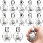 12 Pcs Glass Holy Water Bottles 0.5 Fl oz Embossed Glass Travel Empty Bottles Girls Little Bottle Church Decorations for Home Wedding, Portable Party Favors (Silver,Divine Mercy) - Image 2