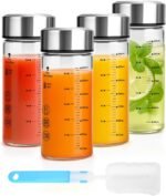 12 oz Glass Juice Bottles with Lids - 4 Pack Wide Mouth Borosilicate Glass Water Bottles with Stainless Steel Lids for Juicing, Smoothies, Infused Water, Milk, Leakproof & Reusable, BPA-Free - Image 2