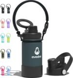 12 oz Insulated Water Bottle with 2 Lids (2-in-1 Straw & Spout Lid, Magnetic Lid), Kids Water Bottle with Strap, Kids Stainless Steel Water Bottle for School, PA-Free, Indigo/Black - Image 2