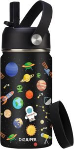 12 oz Kids Insulated Water-Bottle w/Straw - Cold-24h Hot-12h, Toddler Water Bottle Spill-proof & BPA-free, Stainless Steel Water Bottles Kids, Space Insulated Cup for School Camping Boys Girls Gift - Image 2