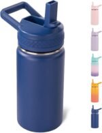 12 oz Kids Water Bottle, Toddler Water Bottle with Straw, Boys&Girls Bottle for School, 304 Stainless Steel Vacuum Insulated Bottle for Kids, BPA-Free, Leak-Proof, Navy blue - Image 2