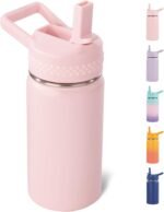 12 oz Kids Water Bottle, Toddler Water Bottle with Straw, Boys&Girls Bottle for School, 304 Stainless Steel Vacuum Insulated Bottle for Kids, BPA-Free, Leak-Proof, Pink - Image 2