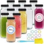 12 pack 8 oz Glass Juice Bottles with Lids, Reusable Glass Water Bottles, 250 ml Juice Containers Drinking Jars with Brush, Drink Jars for Milk, Juicing, Kombucha, Ginger - Image 2