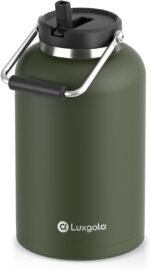 128 oz Insulated Water Jug with Straw Lid and Handle, One Gallon Stainless Steel Double Vacuum Water Bottle for Hot & Cold Drinks - Sweat Proof, Great for Travel, Hiking, Camping - Olive Green - Image 2