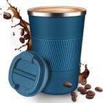 12OZ Travel Coffee Mug Insulated Coffee Cup with Spill Leak Proof Lid, Portable Stainless Steel Tumbler Reusable Hot and Cold Water Mug for Car, Daily, Camping- Blue - Image 2