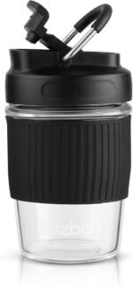 12oz Glass Coffee Cup - Reusable Travel Mug with Lid for Tea/Coffee, BPA-Free, Microwave Safe, Anti-Slip Silicone Sleeve, Dishwasher Safe - Image 2