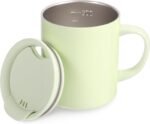 12oz Insulated Camping Coffee Mug with Lid & Handle, Double Wall Stainless Steel Vacuum Travel Coffee Cup, Reusable Tumbler for Home Office Camping - Green - Image 2