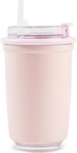 12oz Insulated Tumblers with Straw, Stainless Steel Tumblers Travel Coffee Mug with Lids, Kids Water Bottle for School Boy&Girl, Hot and Cold Drink, BPA-Free, pink - Image 2