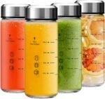 12oz Juice Bottles - 4 Pack Wide Mouth Glass Bottles with Lids- BPA Free, Stainless Steel Lids for Juicing, Smoothies, Infused Water, Beverage Storage - Leakproof, Borosilicate, Clear - Image 2