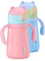 12oz Kids Insulated Water Bottle Double-Wall Vacuum Kids Water Bottle with Hygiene Silicone Straw Blowout-Proof Lid Insulated No BPA Durable Stainless Steel - Image 2