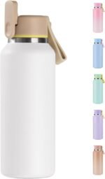 12oz Kids Water Bottle for School Boys&Girls, Toddler Cup, 304 Stainless Steel Insulated Sport Water Bottle with Straws, BPA-Free, White - Image 2