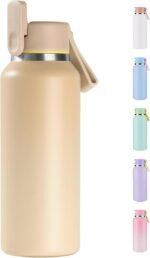 12oz Kids Water Bottle for School Boys&Girls, Toddler Cup, 304 Stainless Steel Sport Insulated Water Bottle with Straws, BPA-Free, Gradient Brown - Image 2
