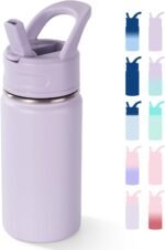 12oz Kids Water Bottle for School, Toddler Bottles with Straws, Stainless Steel Vacuum Insulated Water Bottle for Boys&Girls, Leak-Proof, BPA-Free, Purple - Image 2