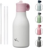 12oz Stainless Steel Water Bottle with Straw, Insulated Metal Travel Water Bottle, Reusable and Leak Proof, BPA Free, Double Wall Design, White - Image 2