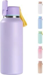 12oz Toddler Cup, Kids Water Bottle for School Boys&Girls, 304 Stainless Steel Insulated Water Bottle with Straws, BPA-Free, Purple - Image 2