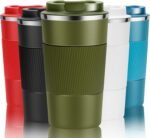 12oz Travel Coffee Cups Insulated Tumbler Thermal Mug to Go with Lid Leak Proof Reusable Stainless Steel Coffee Mug Spill Proof for Hot and Iced Cold Drinks (Green, 380ml) - Image 2