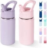 12oz Water Bottle with Straws, Stainless Steel Vacuum Insulated Water Bottle Leak-Proof, BPA-Free, Purple + Pink - Image 2