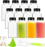 12pcs 8oz Plastic Juice Bottles, Reusable Juice Containers with Black Tamper Proof Lids, Brush, Funnel and Labels, Clear Water Bottles for Juicing, Smoothie and Homemade Beverages - Image 2