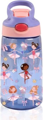 14oz Ballet Kids Water Bottle with Straw Lid - Ballerina Water Bottles for Kids, Leakproof, Lightweight, Durable Plastic Bottles for School, Pink Ballet Gift Cup for Girls Birthday Gifts - Image 2