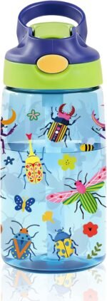 14oz Kids Water Bottle with Straw - Ladybug Water Bottle For School Leakproof Lightweight Durable Plastic Bottles with Straw for Kids Travel, Gift Cup for Children, Pop-Up Spout Cover(Insect) - Image 2
