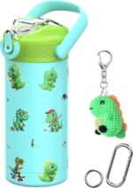 14oz/400ml Insulated Kids Water Bottle, Odor-Free Surgical Grade Liner, Dishwasher-Safe, Name Spot, Soft Sipper, Gift for Dino Fan (Dinosaur) - Image 2