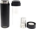 15oz Stainless Steel Vacuum Insulated Water Bottle with glass liner inside,glass lined thermos with Infuser for Hot and Cold drink -Leakproof Travel Mug with Filter (Black,with Tea infuser) - Image 2