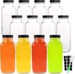 16 OZ Glass Drink Bottles, Set of 12 Vintage Glass Water Bottles with Lids, Great for storing Juices, Milk, Beverages, Kombucha and More (Labels and Sponge Brush Included) - Image 2