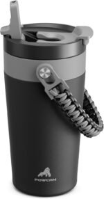 16 oz Insulated Coffee Mug for Travel: 2-in-1 Straw Flip Lid, Keep Cold 24H, Fit in Car Cupholder, Leakproof, Stainless Steel Coffee Tumbler with Handle for Work, Outdoor, Gifts and Home (Midnight) - Image 2