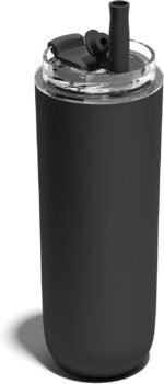 16 oz Insulated Coffee Tumblers, Travel Coffee Tumblers with Straw, Double-Wall Stainless Steel Tumbler, Leak Proof Tumbler, Reusable Cups with Lids for lced and Hot Drinks (Black) - Image 2