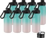 16 oz Insulated Water Bottle with Straw Lids, Stainless Steel Kids Water Bottles for School, Double Wall Vacuum Metal Water Bottle with Straw & Wide Mouth Lid, Bubble Gum 8 Pack - Image 2