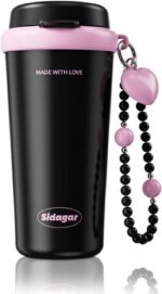 16 oz Travel Coffee Mug Spill Proof Leak Proof, Stainless Steel Thermal Coffee Cup with Lid, Resuable Ceramic Lined Tumbler for Office, Commute, Yoga Drinks Flask for Women - Berry Black - Image 2