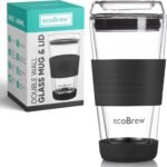 16oz Double Wall All Glass Tumbler with Lid, Glass Travel Mug, Dishwasher Safe & Microwavable Clear Coffee Tumbler To Go, Reusable Ceramic Cup with Lid, Black - Image 2